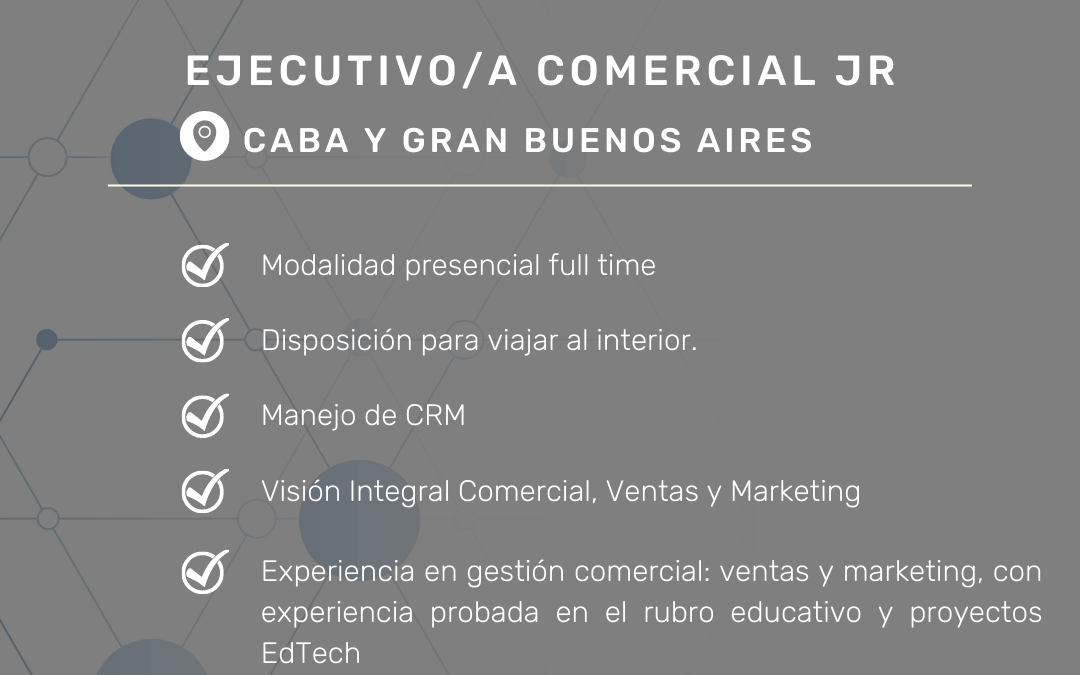Buscamos Ejecutivo Comercial jr