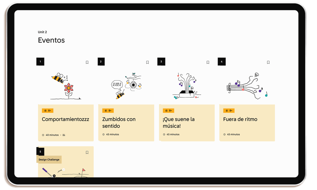 Tablet con la biblioteca de lecciones del Portal Docente de LEGO Education